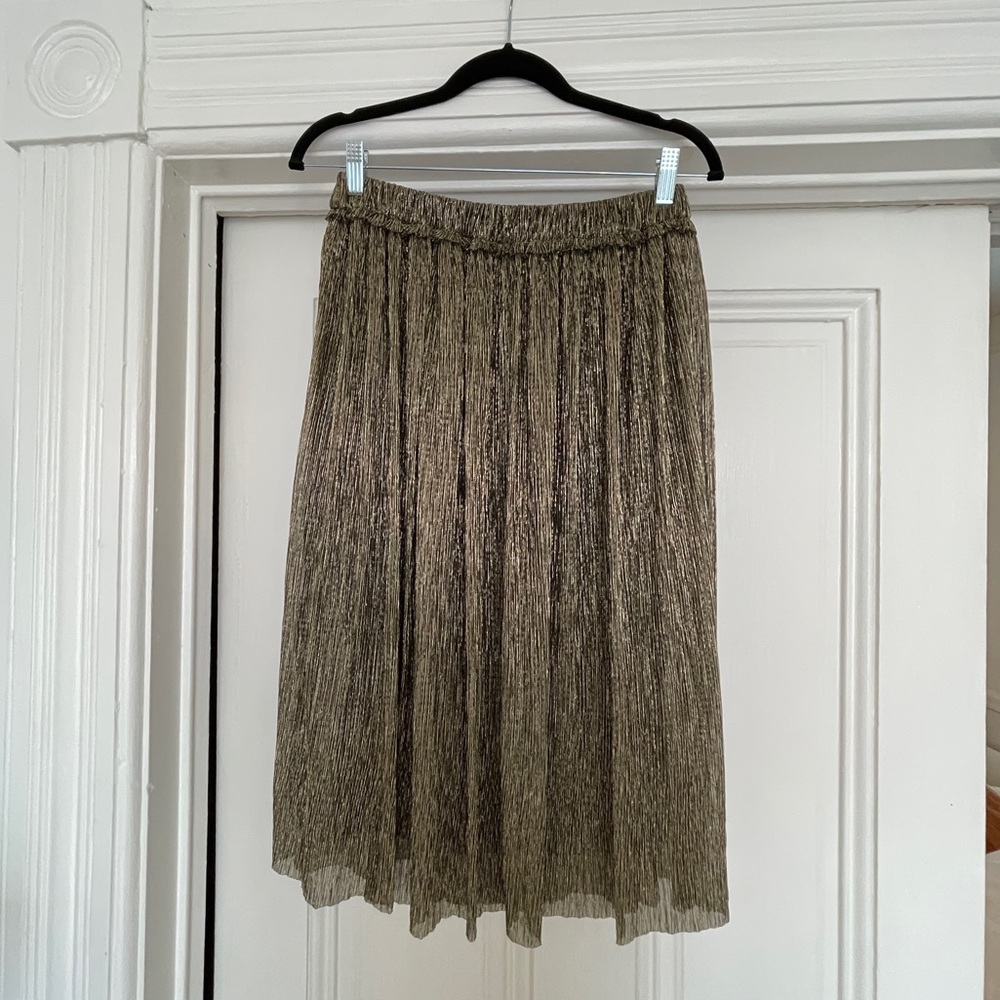 Isabel Marant Etoile Beatrice gathered metallic knitted skirt FR38